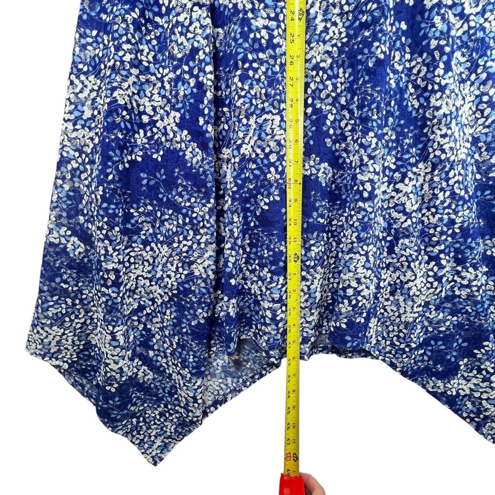 RN Studio Ronni Nicole Dress Blue Handkerchief Hem Flowy Lace Overlay Lined 16 - Picture 10 of 13